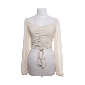 Elegant Cream Ruched Women's Top Size S